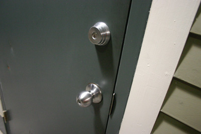 A door knob and deadbolt; photo courtesy Brian Katt